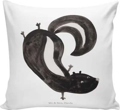 Produktbild von Mr. & Mrs. Panda kissen für sofa Stinktier Handstand - Weiß - Geschenk, Deko, Wildtier, Skunk, Raubtier, Stinker, Spielplatz, Kuschel, Dekokissen 40x40, kuschelkissen