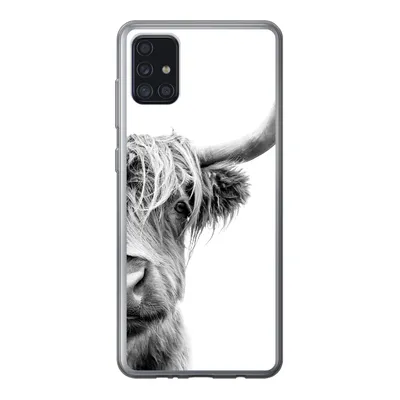 Produktbild von MuchoWow® Handyhülle Schutzhülle Hülle für Samsung Galaxy A52 5G Schottischer Highlander - Tiere - Schwarz - Weiß Silikon Softcase Handy Hülle - Umschlag