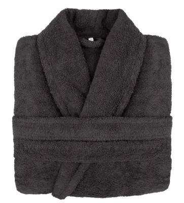 Produktbild von Prestige Damenbademantel XXL in Graphit aus 100% Baumwolle, ohne Kapuze, mit Taschen