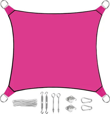 Produktbild von Sonnensegel Quadratisch Pink 3,6m mit Ösen für Terrasse Balkon Sonnenschutzsegel