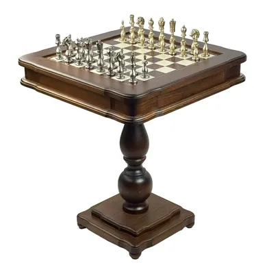 Produktbild von Exklusiver Italfama Spieltisch Set – Schwere Metallfiguren 10cm, Backgammon & Dame 58x58 cm