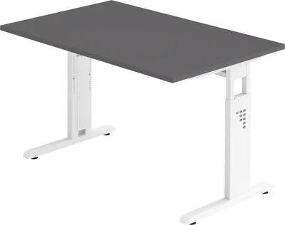 Produktbild von bümö Schreibtisch Serie-O - Größe:  120 x 80 cm, Nachbildung: Graphit, Gestell: Weiß
