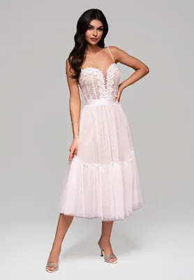 Produktbild von Ombre Abendkleid Midikleid mit Tüllrock weiß L