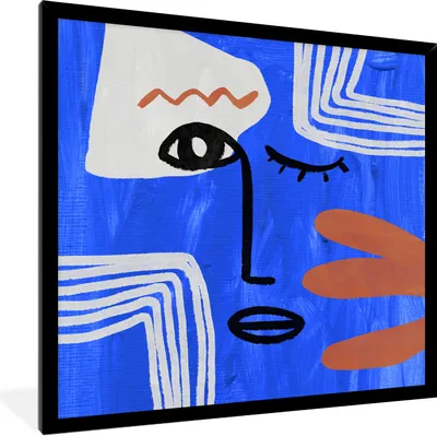 Produktbild von MuchoWow® Gerahmtes Poster Porträt - Blau - Abstrakt 40x40 cm - Poster mit Schwarzem Bilderrahmen Wandposter Rahmen Foto Bilder - Mit Rahmen - Wanddekoration Schlafzimmer