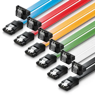 Produktbild von deleyCON 6x 50cm SATA 3 Kabel im Set SATA III Datenkabel - HDD SSD Verbindungskabel Anschlusskabel Metall-Clip 6 GBit/s - 1x Gerade 1x 90° L-Typ Stecker - Bunt