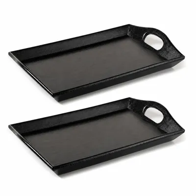 Produktbild von 2x Tablett  Holz schwarz Serviertablett Holztablett rechteckig 26x16cm H3cm