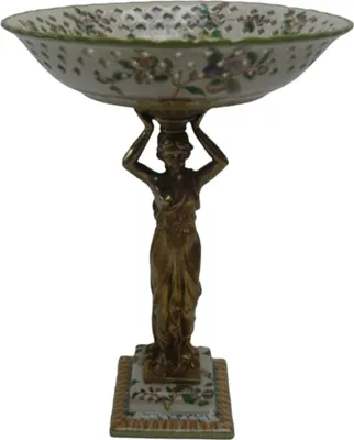 Produktbild von Schale Bronze mit Porzellan auf Standfuß