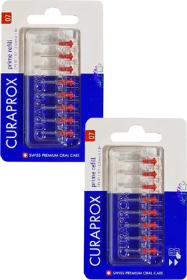 Produktbild von 2x Curaprox Interdentalbürsten CPS 07 rot - Prime refill ( 07 mm - 2,5 mm) 2x 8 Stück