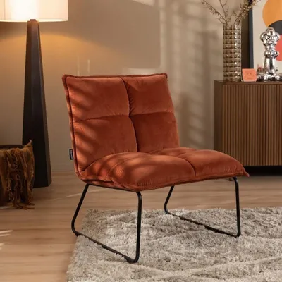 Produktbild von Bronx71 Samt Sessel Malaga modern kupfer / rostbraun