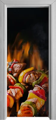 Produktbild von Tür Selbstklebende 80x210 cm Türfolie Türtapete Klebefolie - Fleischspieße vom Grill