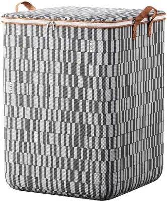 A square storage bag with a geometric pattern.
