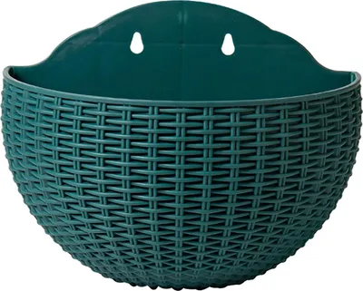 Image de Pot de fleur semi-rond imitation rotin à suspendre au mur Panier de fleur à suspendre sans perçage Pot de fleur de balcon Pot de fleur hydroponique