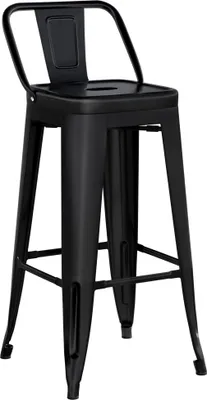 Produktbild von 2er-Set CALIFORNIA | Tolix Barhocker | Schwarz | Metall | + Rückenlehne | Industrial Barstuhl, Industrie Barhocker