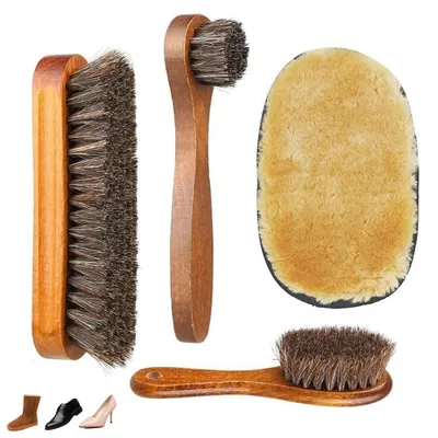 Produktbild von 4 Stück Schuhbürste - Schuhreinigungsbürste - Polierbürste - Bürste für Schuhe - Reinigung - Wildlederschuhpflege