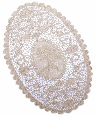 2er-Set Platzsets aus Spitze, oval, hitzebeständig, rutschfest, Khaki