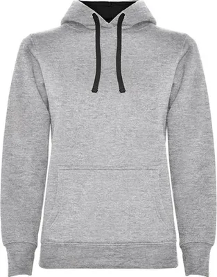 Produktbild von Roly SU1068 | Damen Urban  Hooded Sweatshirt, Tailliert - Farbe: Heather Grey 58/Black 02 - Größe: L