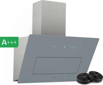 Image de Klarstein SleekAir Hotte Aspirante - Hotte Décorative 60 cm, Débit 686 m³/h, CEE A++, Éclairage LED 2700-6500K, Tactile, Inox, Double Ventilation, Silencieuse 67 dB