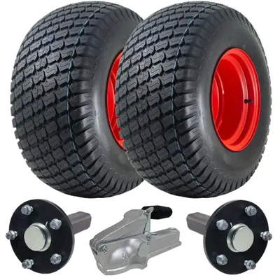 Obrázek produktu pro Sada pro čtyřkolku ATV 26x12.00-12: travní kola, náboje a čepy náprav, odlitkové tažné zařízení, nosnost 2200 kg