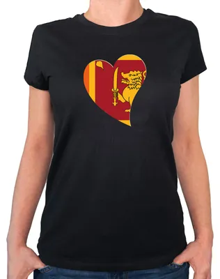 Produktbild von Huuraa Damen T-Shirt Sri Lanka Flagge Herz L Black Bio Baumwolle Fairtrade Damenshirt Geschenkidee