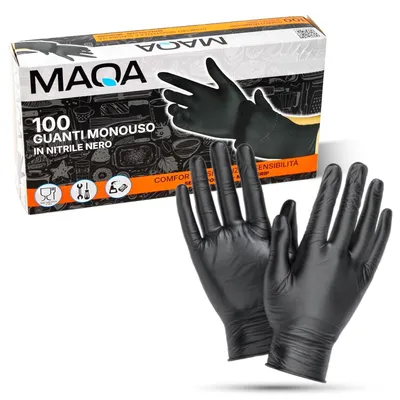 Image de Gants jetables en nitrile - 100 pièces, taille S - Noir