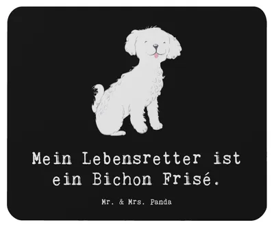 Produktbild von Mr. & Mrs. Panda Mauspad Bichon Frisé Lebensretter - Schwarz - Geschenk, laptop mousepad, Mouse Pad, pc