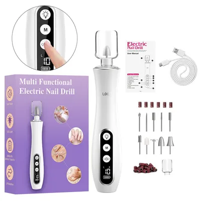 Produktbild von Tragbarer elektrischer Nagelfräser 10-in-1, Maniküre & Pediküre, inkl. 8 Schleifaufsätzen, ideal für DIY Nagelpflege