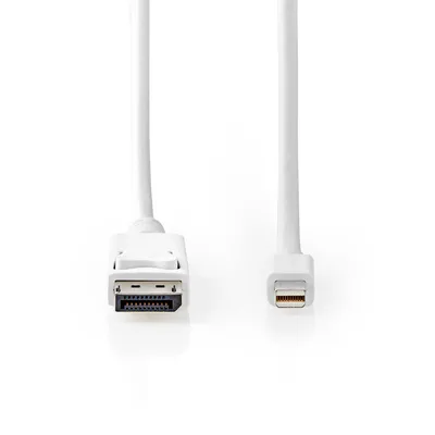 Produktbild von Nedis Mini Displayport-Kabel - DisplayPort 1.4 - Mini DisplayPort Stecker - DisplayPort Stecker - 48 Gbps - Vernickelt - 2.00 m - Rund - PVC - Weiss - Blister
