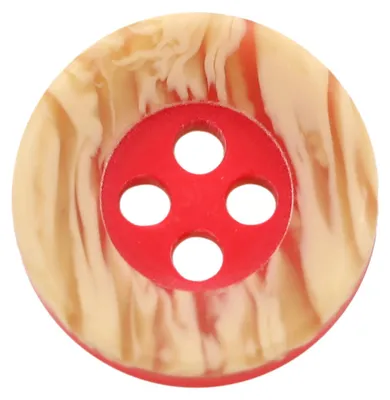 12 Knöpfe aus Kunststoff, Ø 12 mm, rot/beige