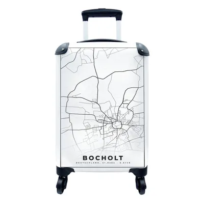 Produktbild von MuchoWow® Koffer Handgepäck Trolley Rollkoffer Kleine Reisekoffer mit 4 Rollen - Karte - Bocholt - Karte - Stadtplan - Cabin Size < 55x40x23 cm & 55x40x20 cm - Fotokoffer - Kabinenkoffer - Boardgepäck - Reise-Box - Reisekoffer - Reisegepäck - Koffer mit Bild - Trolley für Kinder