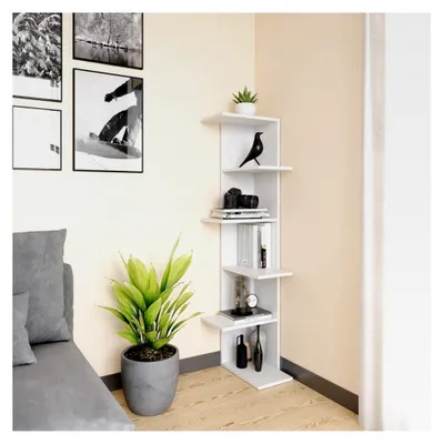 Produktbild von Eckregal Tera, Weiß, 37 x 140,1 cm, zur Aufbewahrung von Büchern und Dekoration geeignet