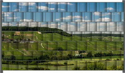 Produktbild von Wallario Zaunsichtschutz mit Motiv Panoramablick über die Champagne für Ein- und Doppelstabmatten Zäune in der Größe 250 x 140 cm