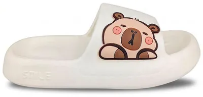 Produktbild von Damen Pool Slippers Schaumstoff Badeschuhe Mit Wasserschweinmotiv Koralin in Beige Gr.36/37