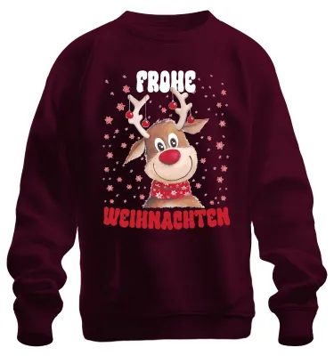 Produktbild von Frohe Weihnachten Süßes Reh Rentier - Weihnachten Xmas Sweatshirt Pullover, Burgundy, XL