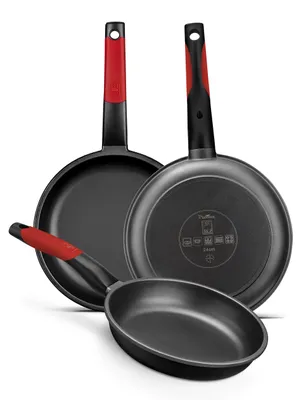Zdjęcie produktu dla Zestaw 3 patelni z aluminium odlewanego, średnica: 18-22-26 cm