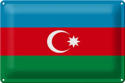 Produktbild von Blechschild Flagge Aserbaidschan 30x20cm Flag of Azerbaijan
