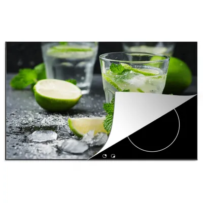 Obrázok produktu pre MuchoWow® Krycia doska sporáka - Indukčná ochrana - 80x52cm Mojito - Indukčný chránič - Sklo - Koktail - Kryt na sporák z vinylu - Zväčšuje pracovnú