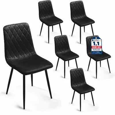 Produktbild von Lina® Elisia Esszimmerstuhl im modernen Design - Samt - Bequemer Stuhl für Ihr Esszimmer, hochwertiger Stoff, ergonomische Form - 6er Set - Schwarz, KI-generiertes Bild