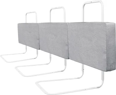 Produktbild von LZQ 3X Bettschutzgitter, Bettgitter zum Vertikalen Heben,60cm 5-Loch Höhenverstellbar ,Rausfallschutz Kinderbettgitter für  Familienbett und Kinderbett(180cm, Leinen Grau)