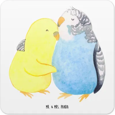 Produktbild von Mr. & Mrs. Panda Untersetzer Kunststoff Wellensittich Liebe 6er Set - Weiß - Geschenk, Umarmen, Coaster, Freundin, Tischuntersetzer, Vertrauen, Spruch, Gläser, für, Vögel