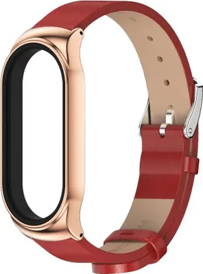Image de Bracelet en cuir pour Xiaomi Mi Band 8 - Rouge or rose