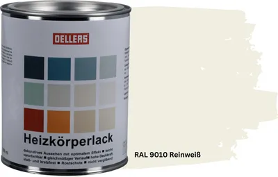 Produktbild von OELLERS Heizkörperlack DIY 1L – RAL 9010 Reinweiß | Heizkörperfarbe & Heizungsfarbe | Hochdeckender Heizungslack | Hitzebeständig & langlebig