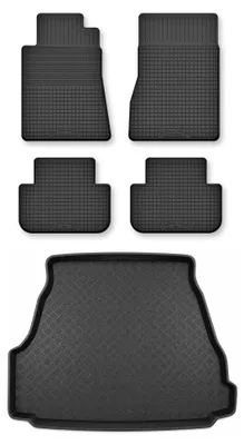 Productafbeelding van Rubberen automatten + kofferbakmat voor BMW Seria 5 E34 1988-1994 (sedan) – 5-delig, zwart, op maat – Wielganizator Semi-Universal