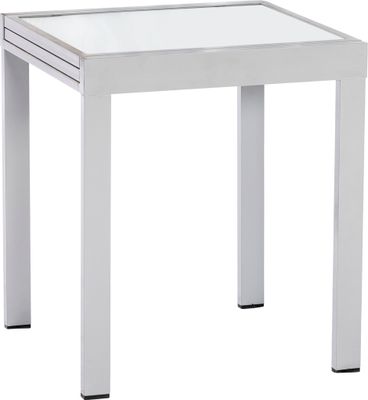 Merxx Balkontisch ausziehbar 65/130 x 65 cm - Aluminiumgestell Silber mit matter Glasplatte