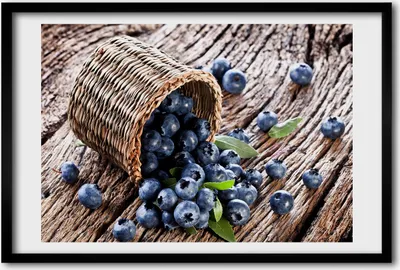 Produktbild von Bild 60x40 MDF-Rahmen, Wandkunst Blaubeeren in einem Korb