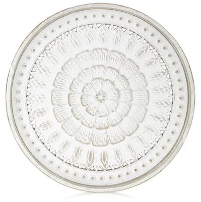 Image de Plateau à café rond - Plateau en bois - Plateau décoratif - Antidérapant - Style boho - Motif floral unique - 30 cm de diamètre