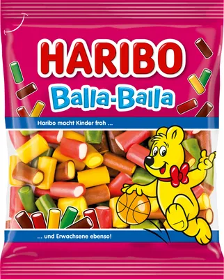 Produktbild von Haribo Balla Balla, Weiche Süßigkeiten, 160 g, Apfel, Cola, Zitrone, Mehrfarbig, 1638 kJ, 387 kcal