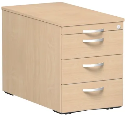 Produktbild von Geramöbel Rollcontainer mit 3 Metall-Schubfächern und Utensilienschubfach, Metall-Rollschubführung, Zentralverriegelung, verdeckte Doppel-Lenkrollen, 438x800x565, Buche/Buche, S-530351-BB