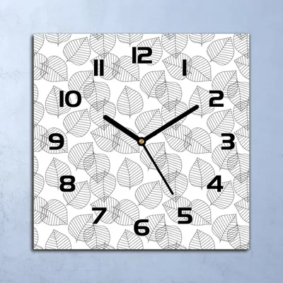 Produktbild von Wanduhr Echt-Glas-Küchenuhr Geometrische Blätter Quarz 30x30 Deko Bilder