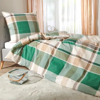 Produktbild von Traumschlaf Flanell Bettwäsche Lech grün 135x200 cm + 80x80 cm