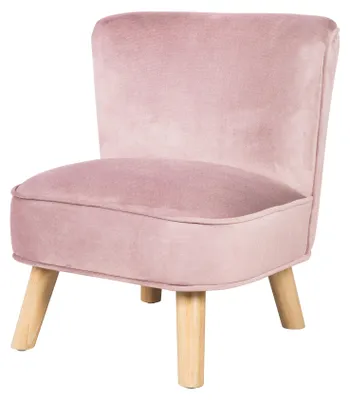 Productafbeelding van roba kinderfauteuil 'Lil Sofa', comfortabele fauteuil met stevige houten poten en fluweelstof in mauve